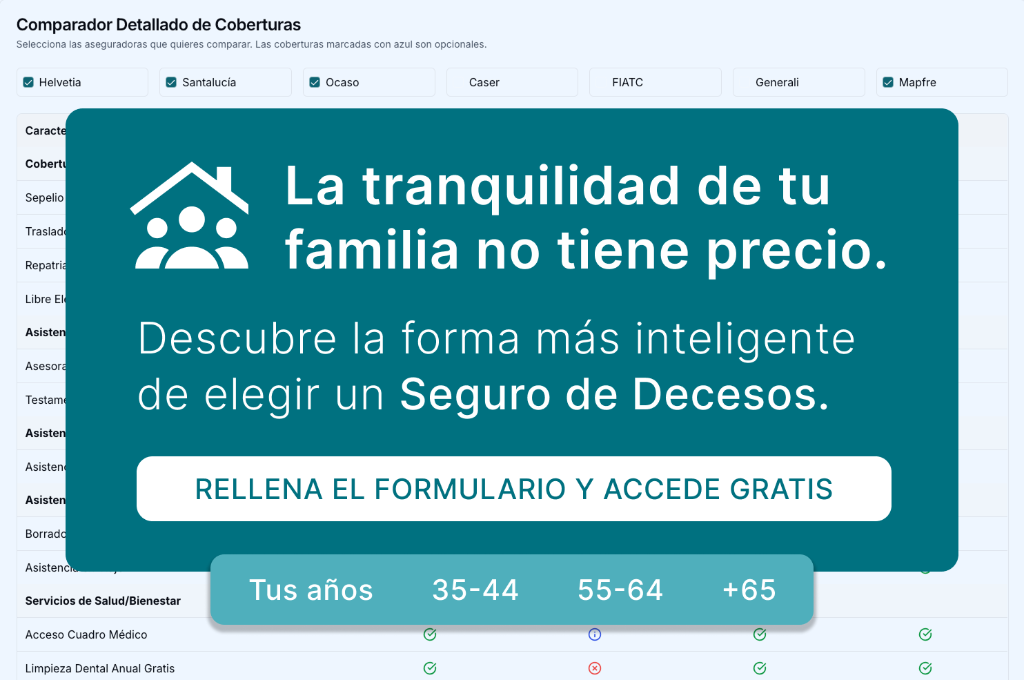 Comparador de seguros de decesos
